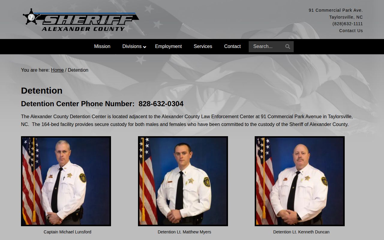 Alexander County Detention Center release and current jail lookup source