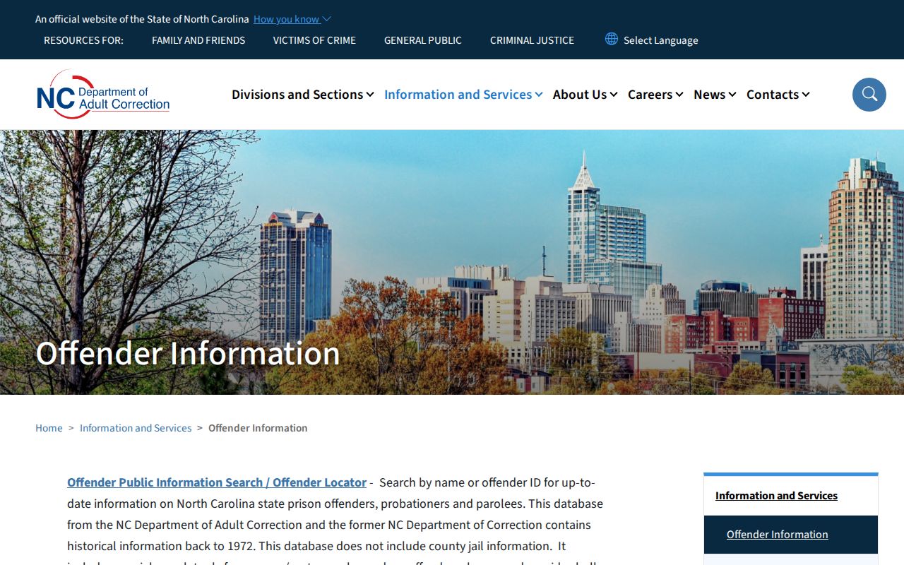 Alexander County projected release date and NCDAC offender search options