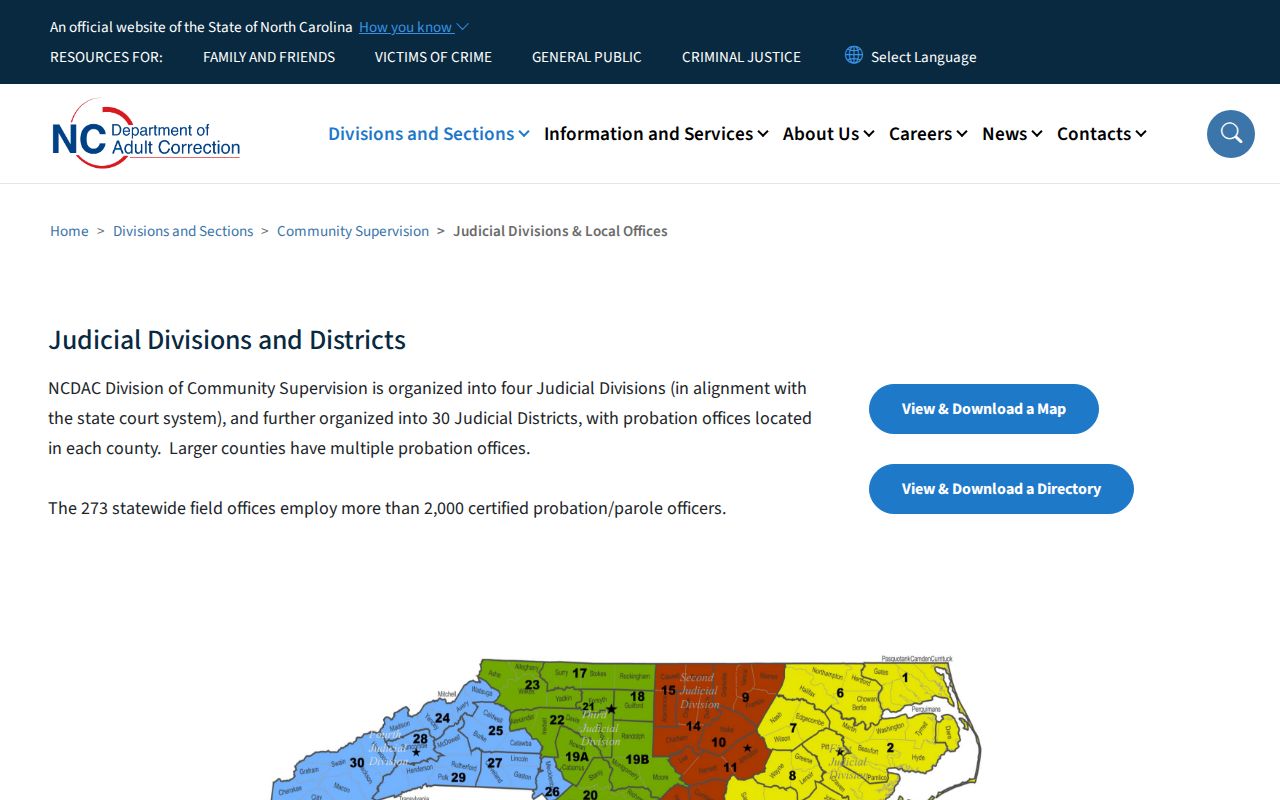 Alexander County parole and probation Community Supervision office directory